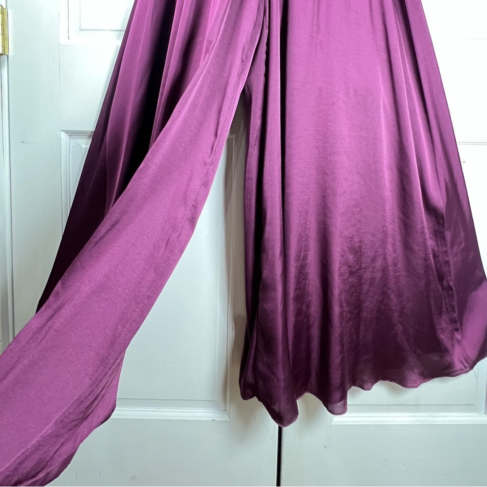 NWT MSK Stunning Extra Wide Leg Silky Feel Halter Back Neck Tie Jumpsuit Sz S - Picture 3 of 10